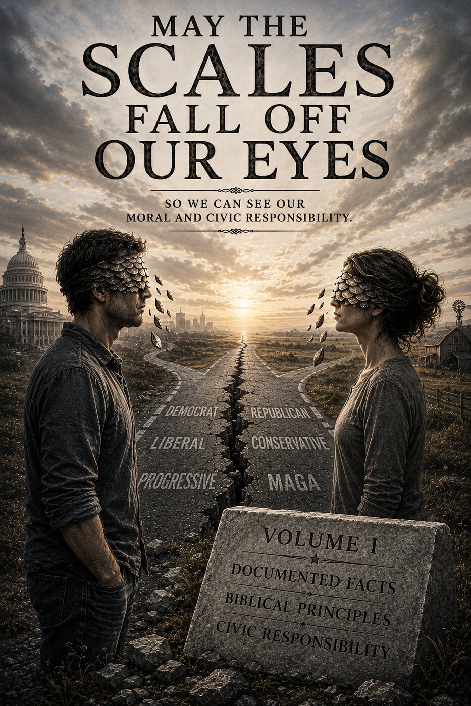 The cover of May the Scales Fall Off Our Eyes